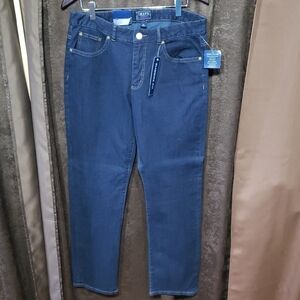 Chaps Women's Dark Blue Denim Slimming Fit Jeans Inseam 32 Size 12